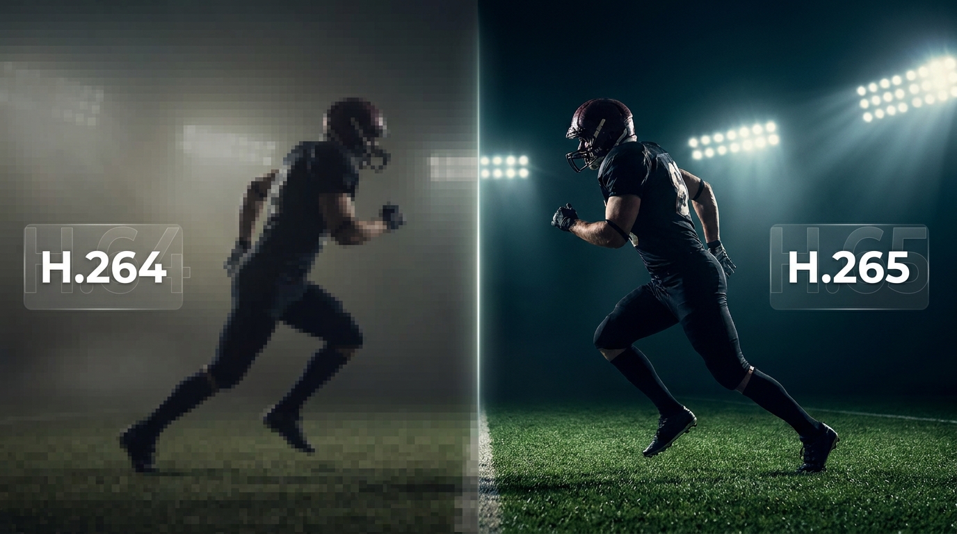 4k streaming iptv encoder - A side-by-side comparison visualization. Left side shows a