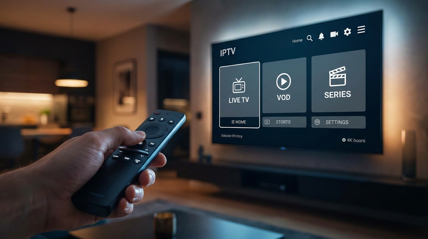 abonnement iptv - A close-up shot of a person using a