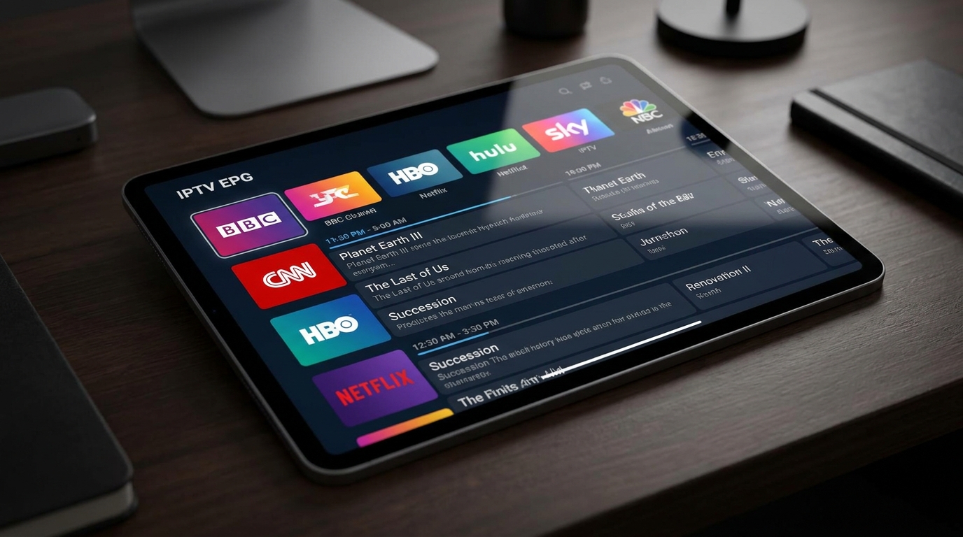 best for iptv - A close-up shot of a tablet displaying a