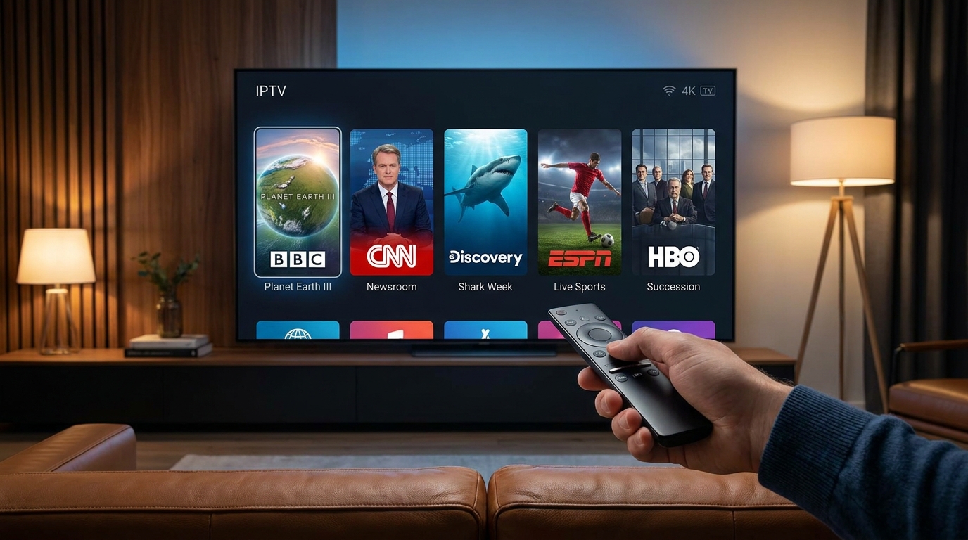 best iptv 2025 firestick - A close-up shot of a person's hand navigating