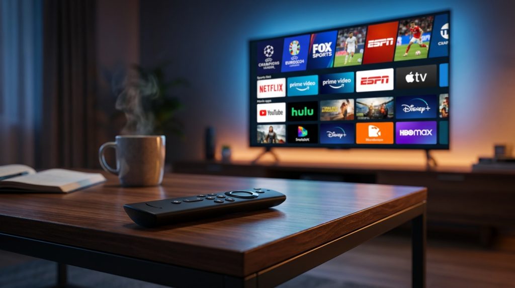 best iptv 2025 firestick - A sleek Amazon Firestick remote resting on a