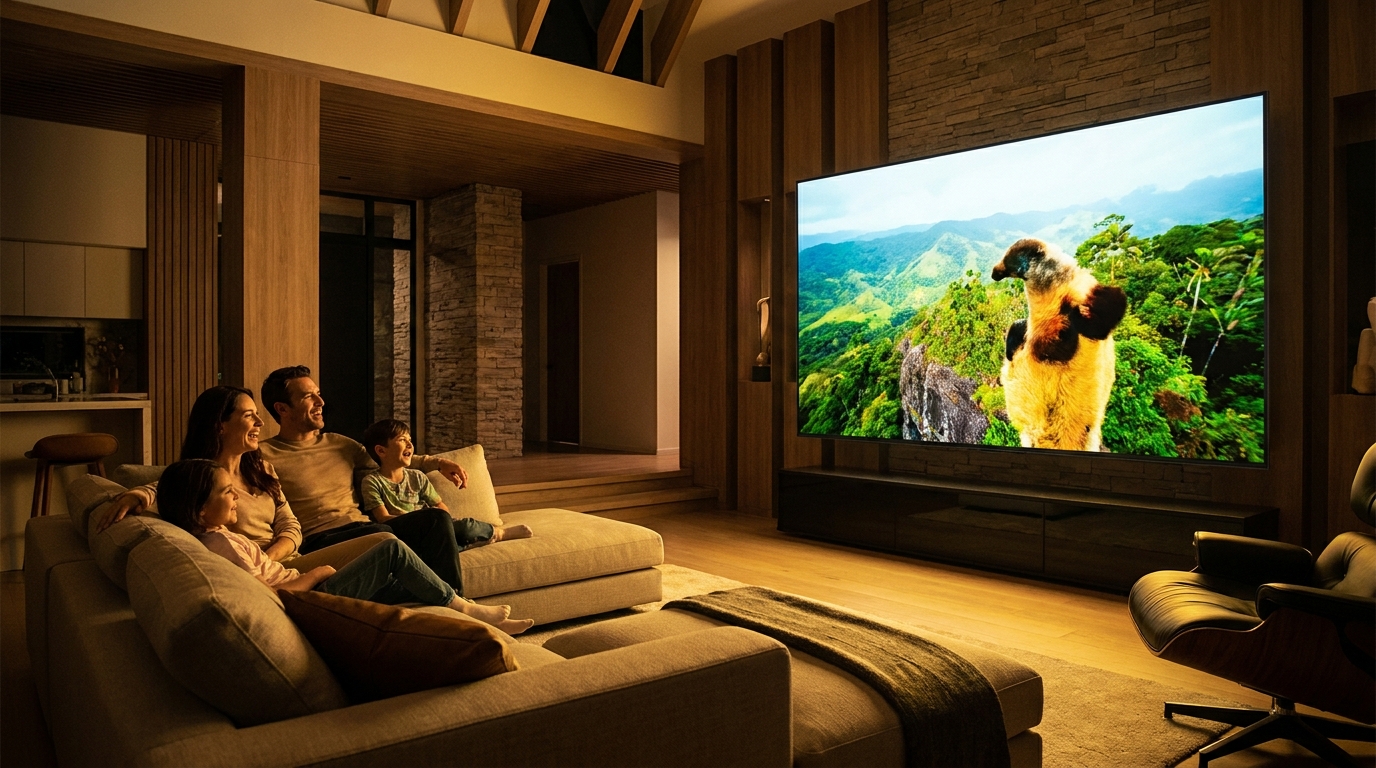 best iptv 2025 reddit - A family happily watching a movie together on