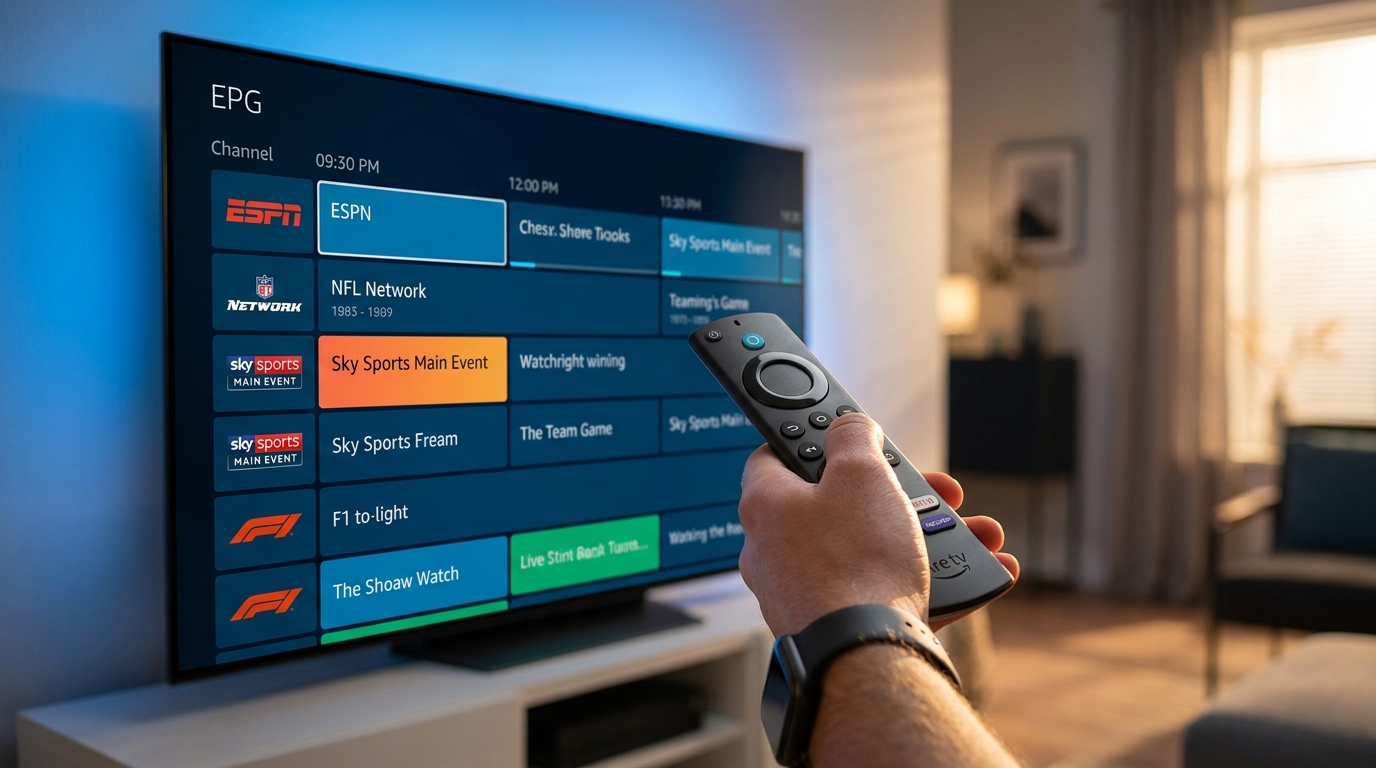 best iptv app firestick - A close-up shot of a person's hand holding