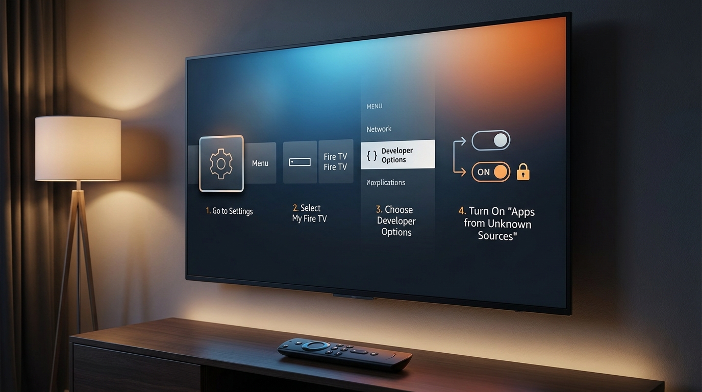 best iptv app firestick - A step-by-step infographic showing how to enable Apps
