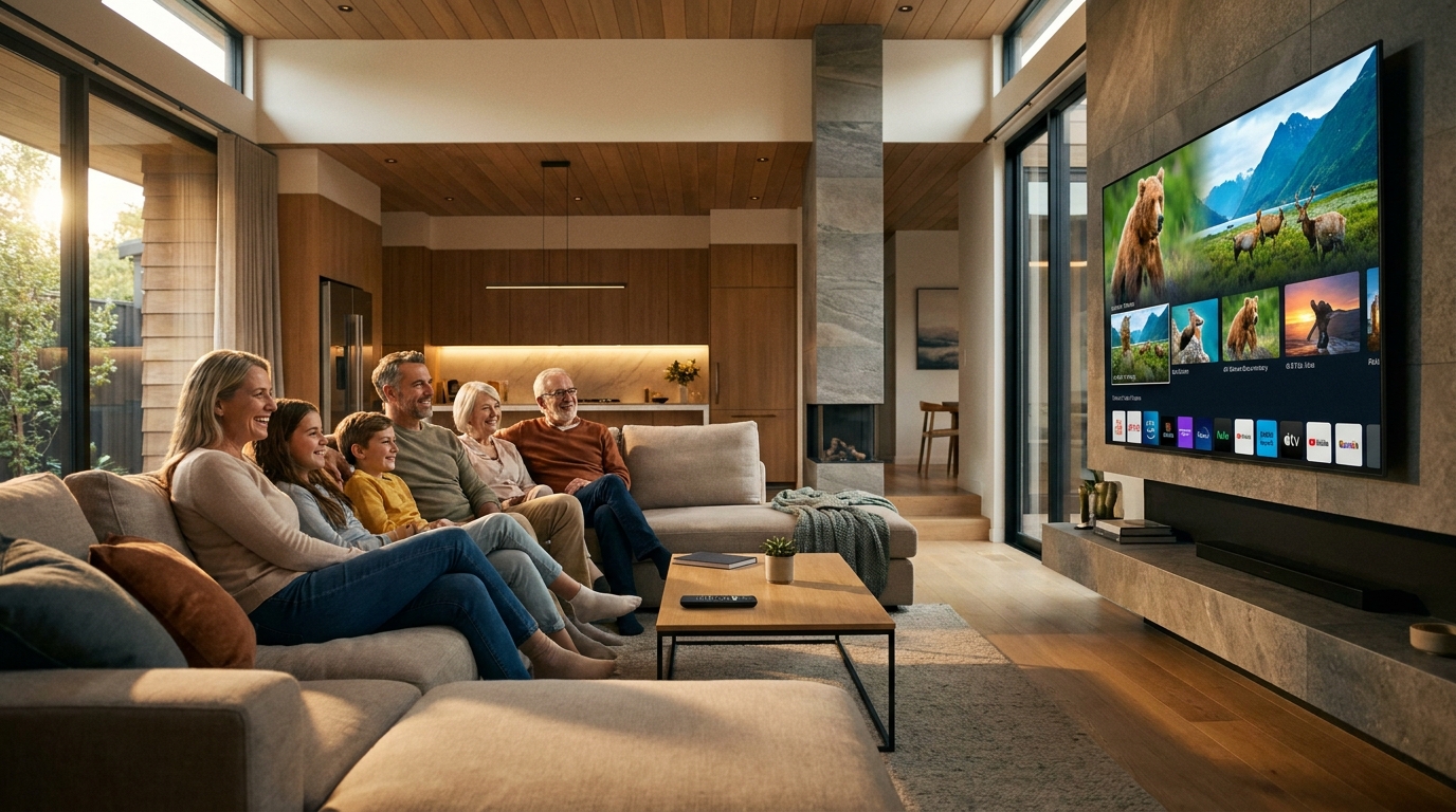 Best Iptv Big Free M3U Playlists For 2025 100 - A happy family sitting on a comfortable sofa,