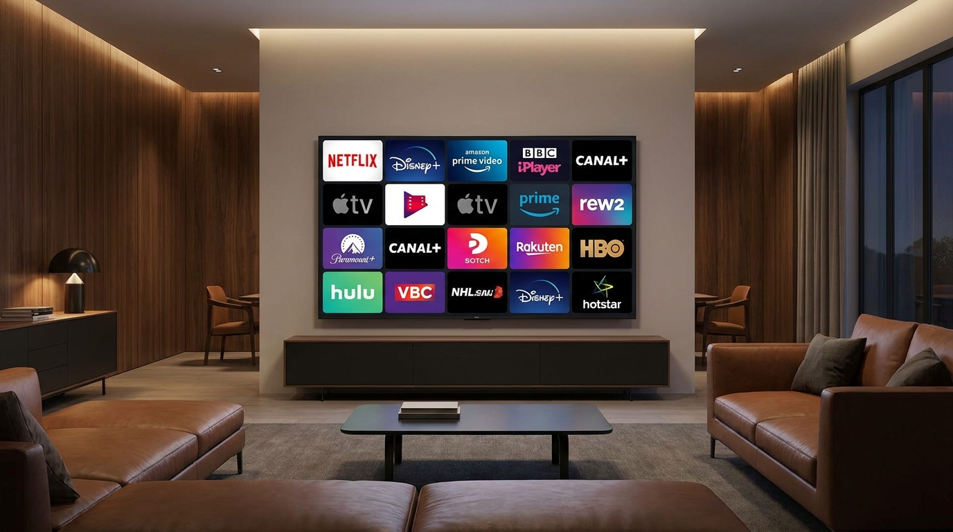 Best Iptv Big Free M3U Playlists For 2025 100 - A sleek, modern living room with a large