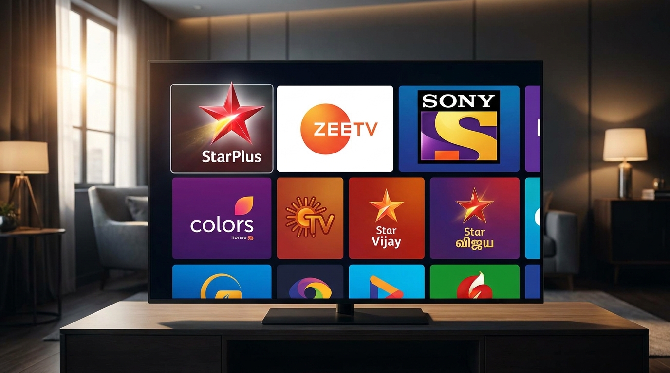 best iptv for indian channels - A close-up shot of a streaming device's interface