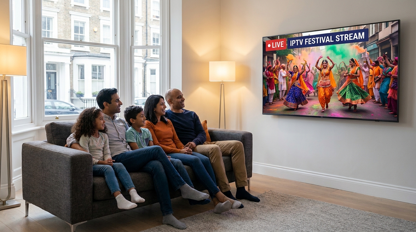 best iptv for indian channels - A family in the UK sitting on a