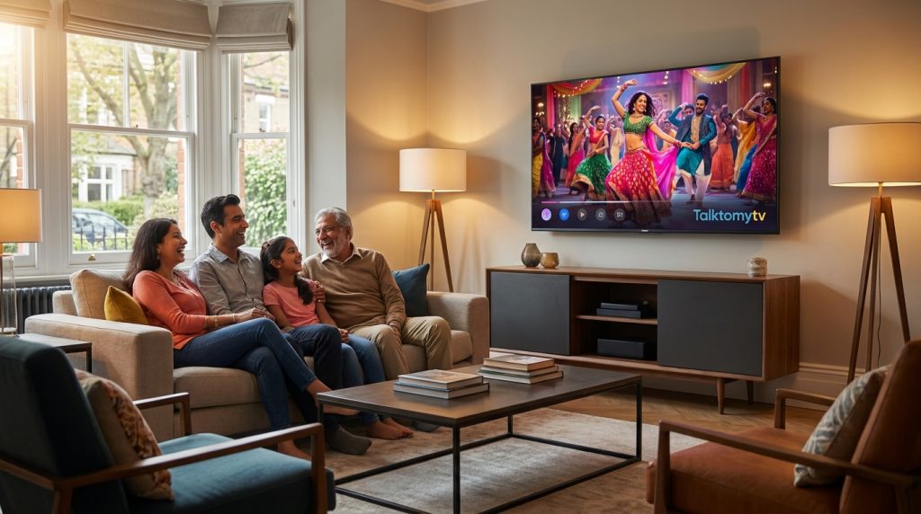 best iptv for indian channels reddit - A family in the UK joyfully watching a