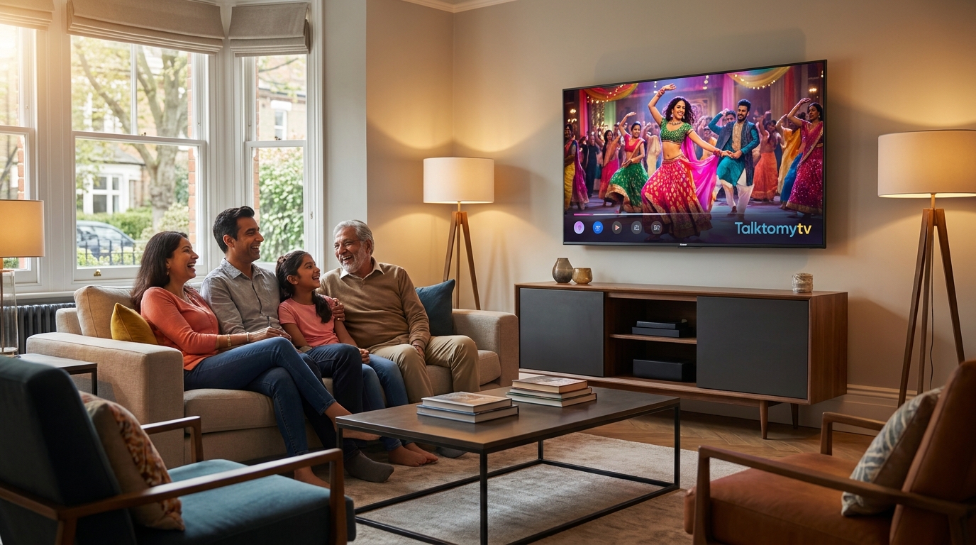 best iptv for indian channels reddit - A family in the UK joyfully watching a