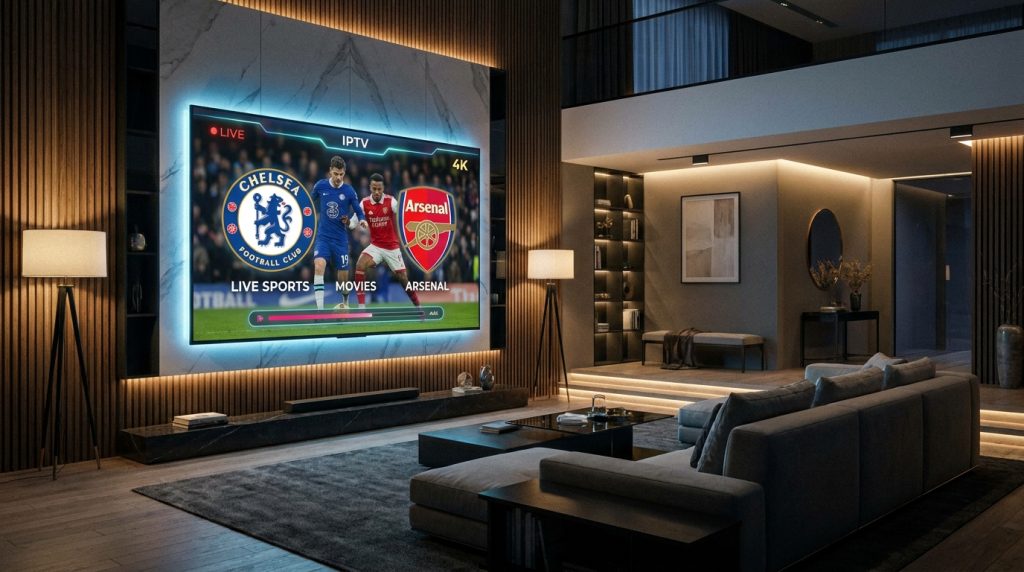 best iptv for sports reddit - A dynamic shot of a modern living room