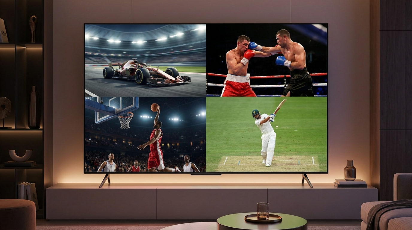 best iptv for sports reddit - A split-screen image showing four different sports playing