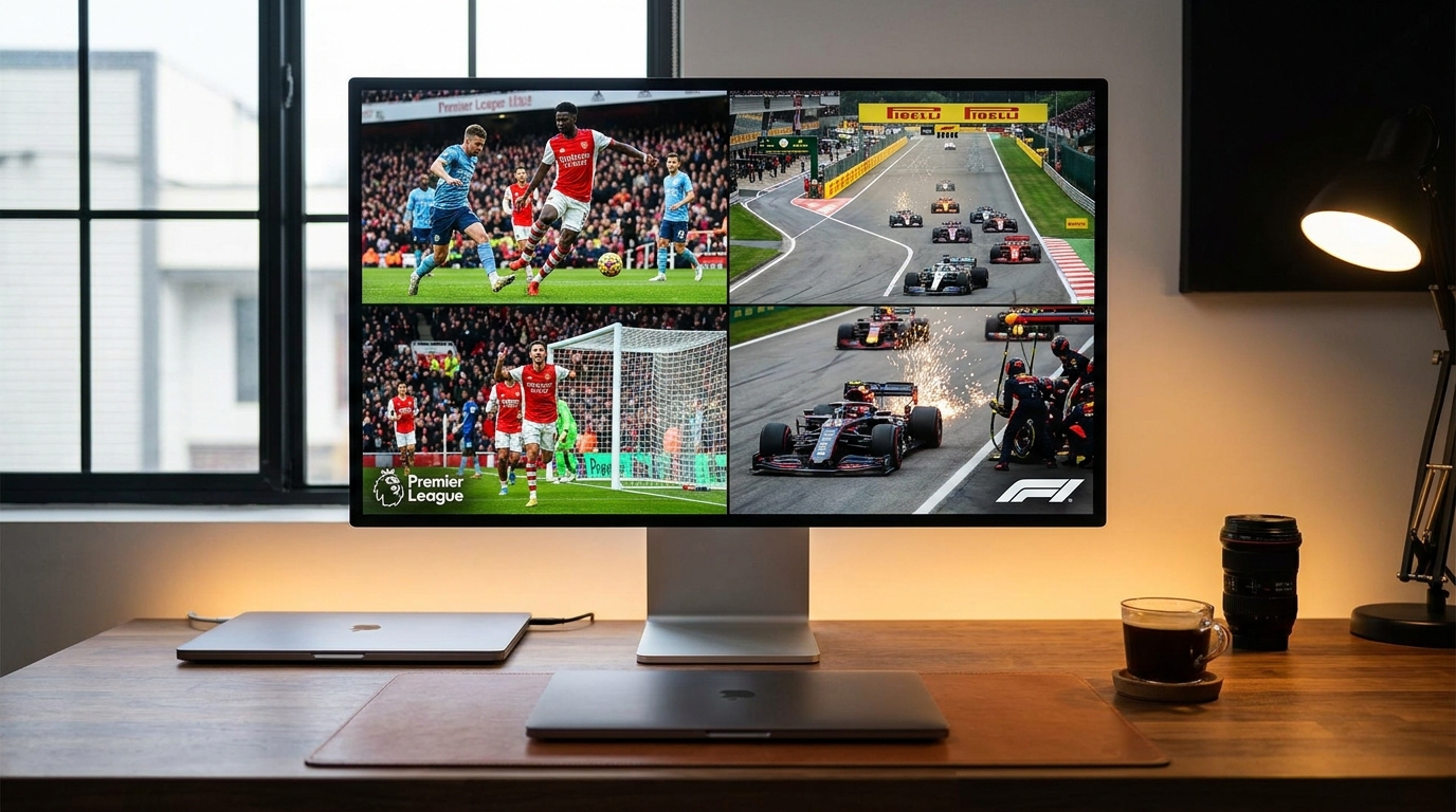 best iptv ios app - A dynamic split-screen image showing a Premier League