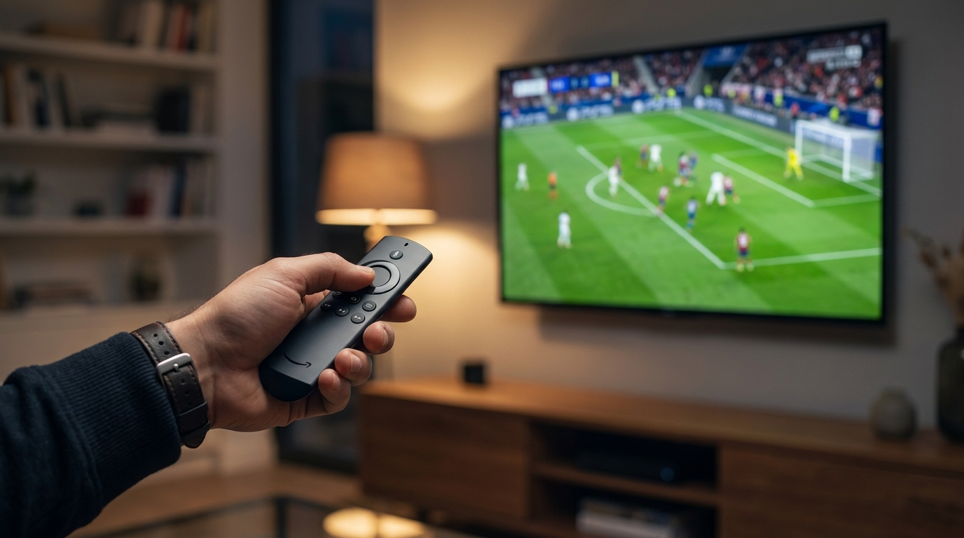 best iptv player firestick - A close-up shot of a person's hand holding