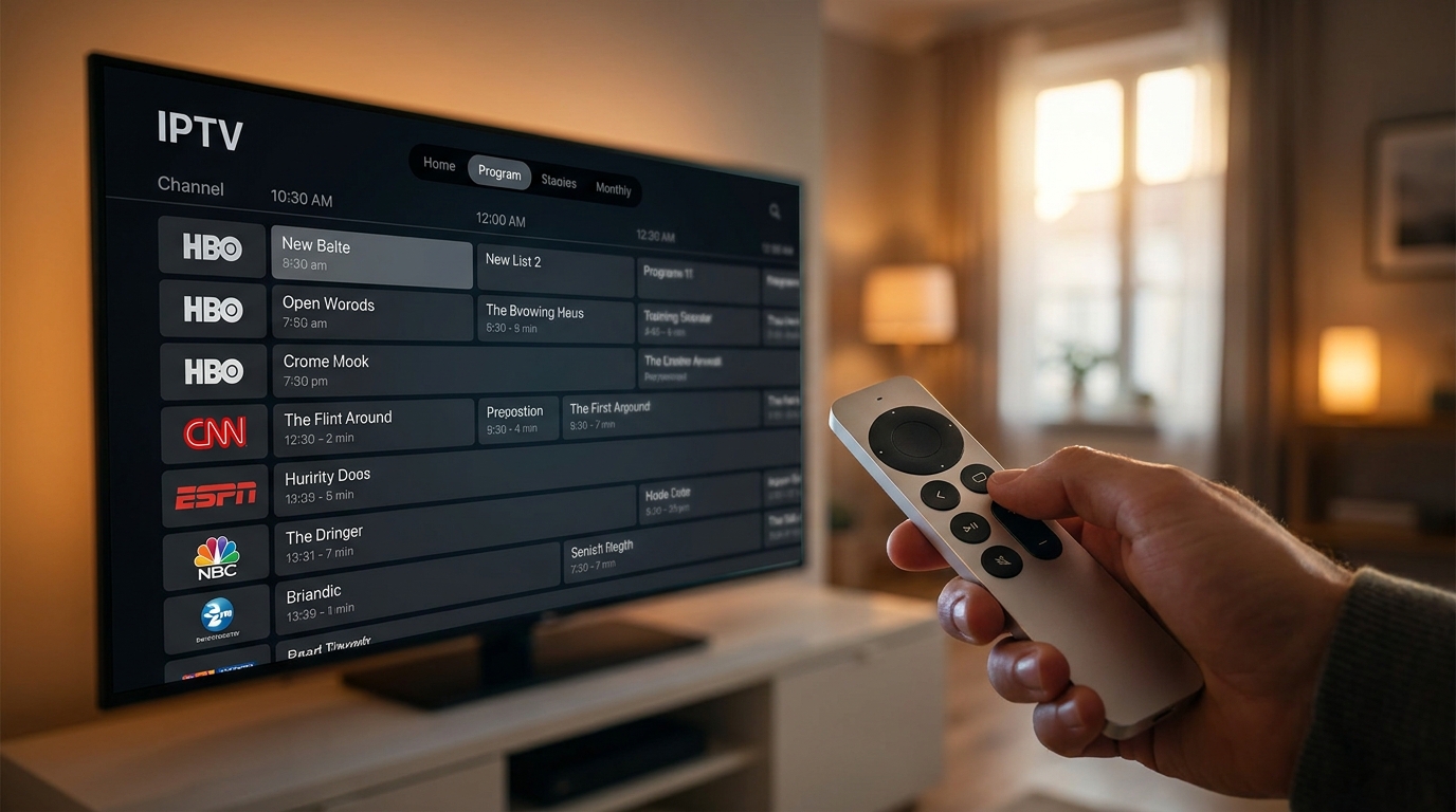 best iptv player for apple tv - A close-up shot of a user navigating a