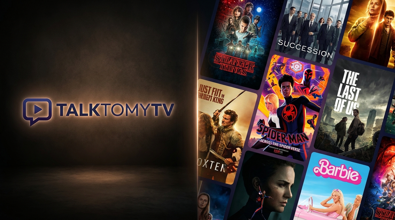 best iptv player for firestick 2024 - A split-screen graphic showing the Talktomytv logo on