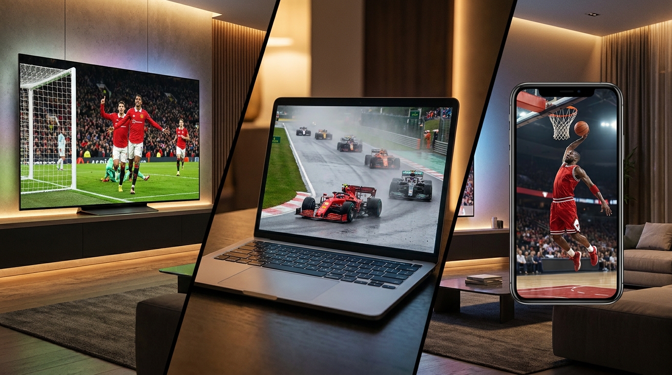 best iptv provider - A dynamic split-screen collage showcasing different live sports