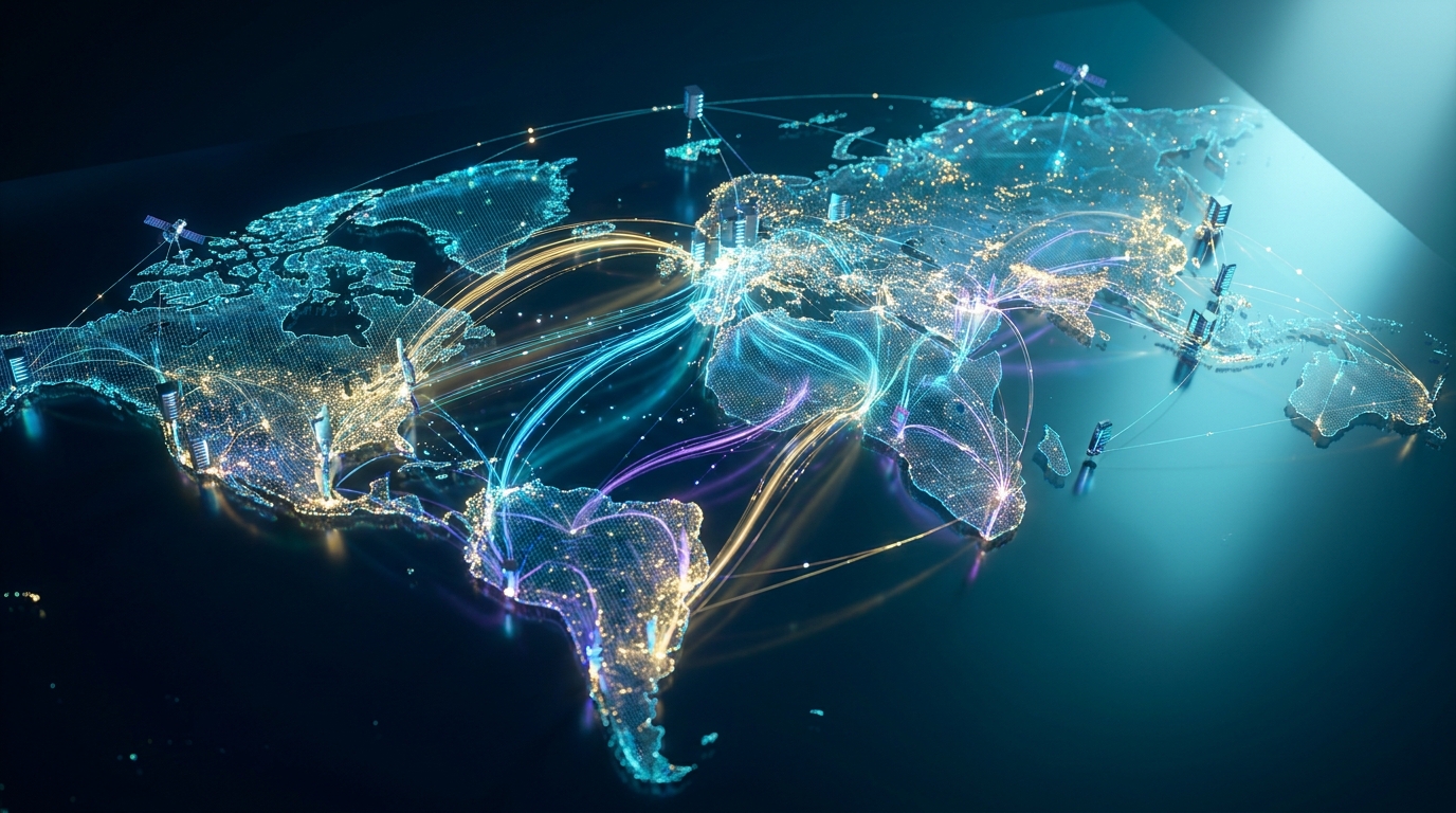 best iptv providers - An abstract, futuristic image representing global streaming, with