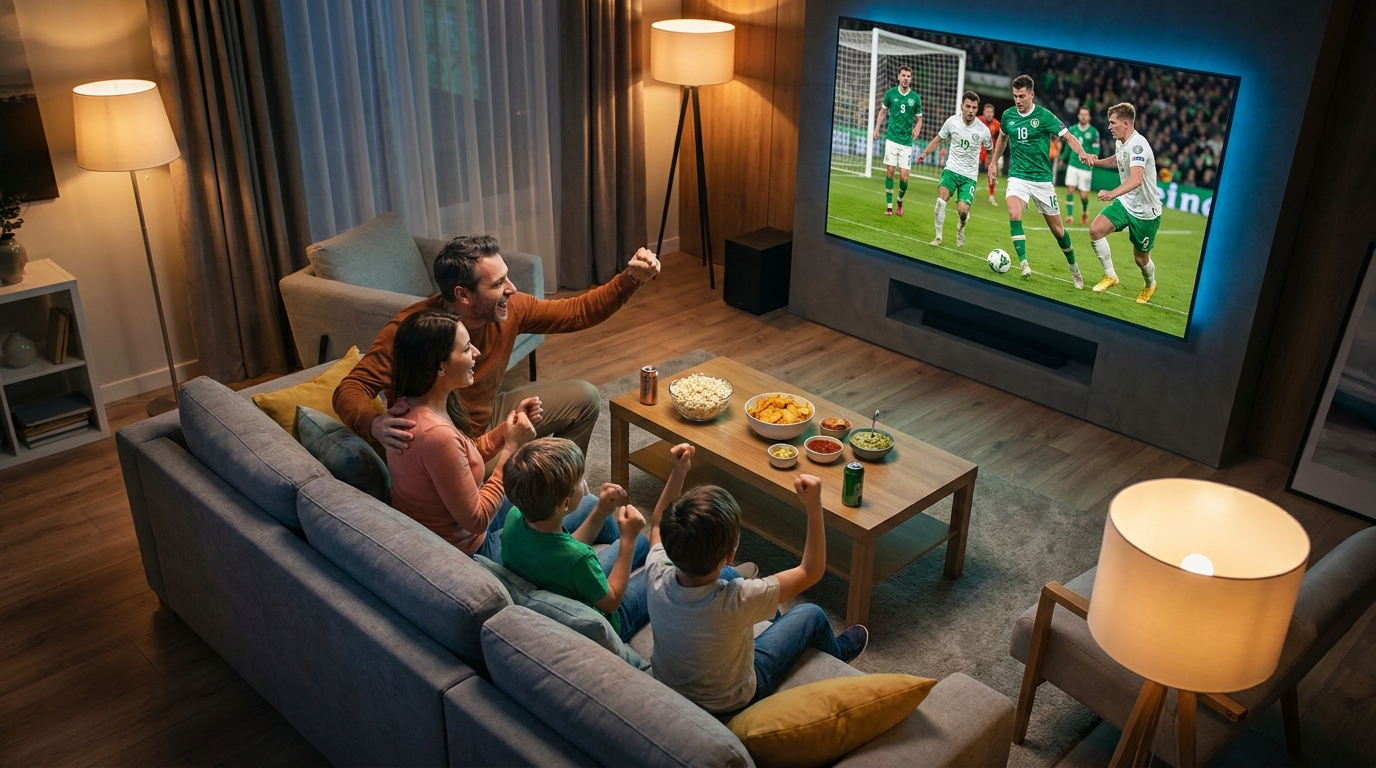 best paid iptv - An overhead shot of a family on a
