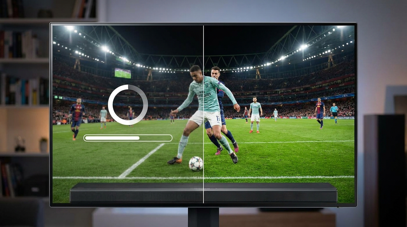 free popular iptv playlist - A split-screen image showing a buffering symbol on