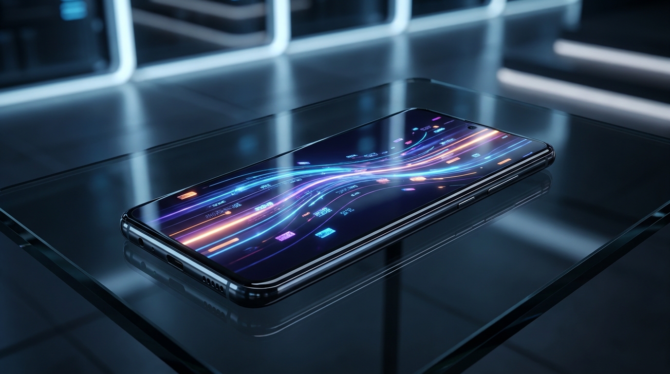 iptv app android - A futuristic and sleek abstract image representing digital