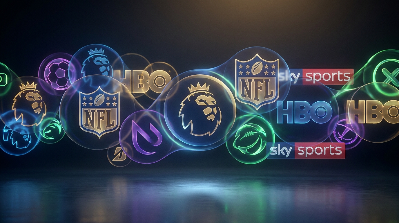 iptv player - A dynamic collage of logos from famous sports