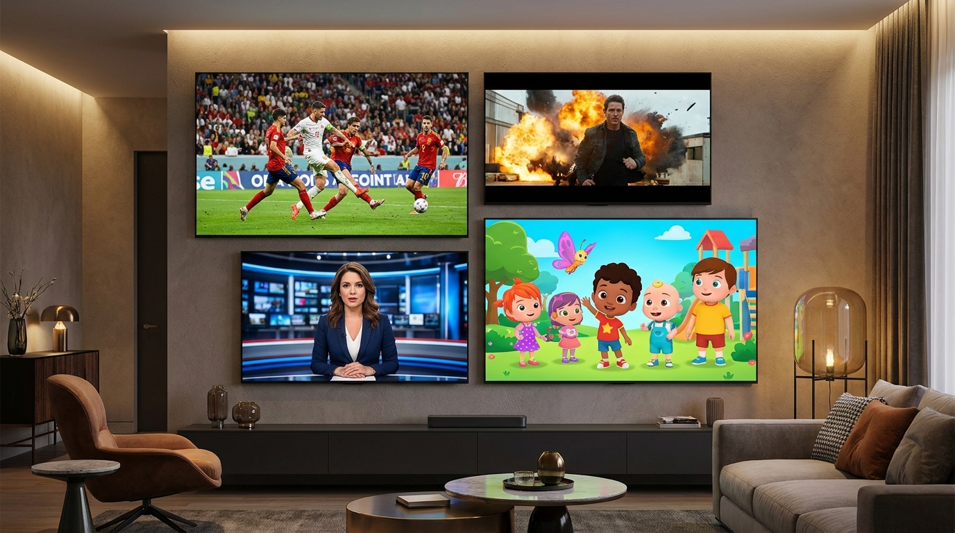 iptv resellers - A diverse collage of TV screens showing different