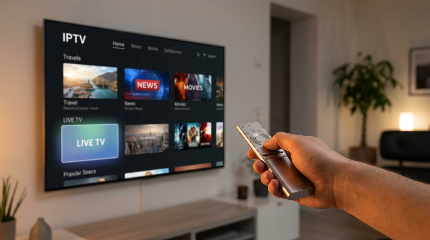 public iptv stream url - A close-up shot of a person using a