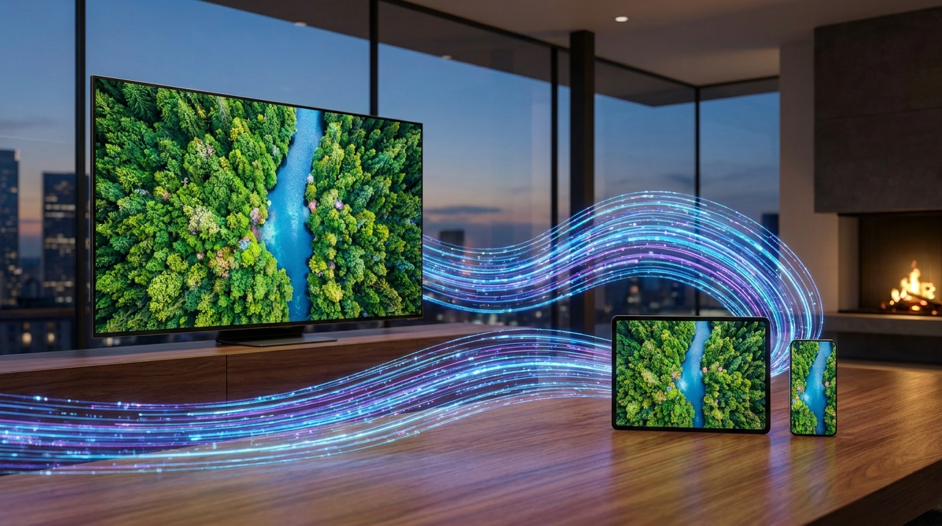 public iptv stream url - A futuristic digital stream of light connecting a