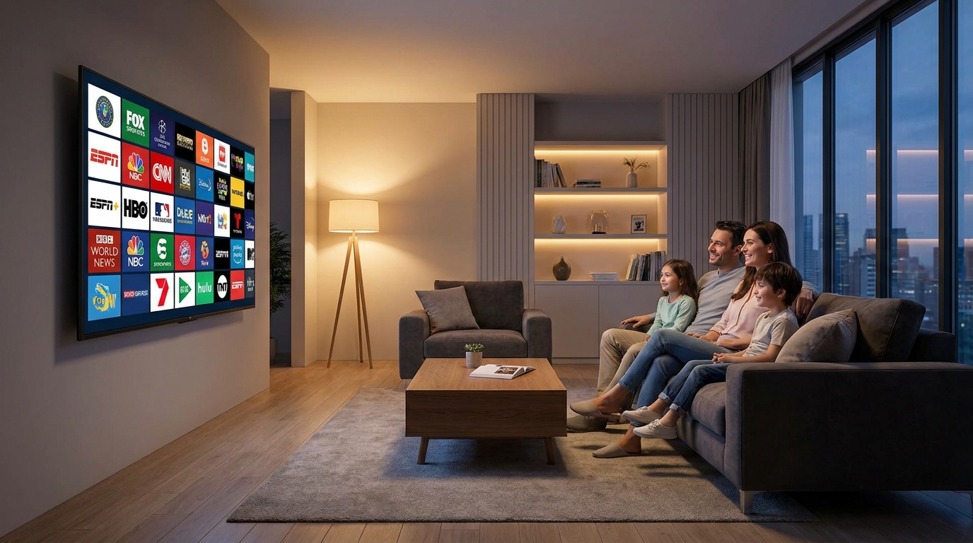 Talktomytv - A modern living room with a large TV