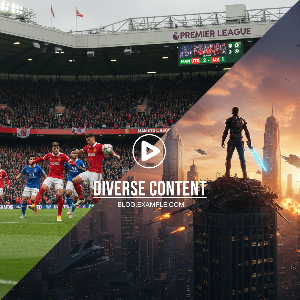best iptv app for google tv - A dynamic split-screen image showing Premier League football
