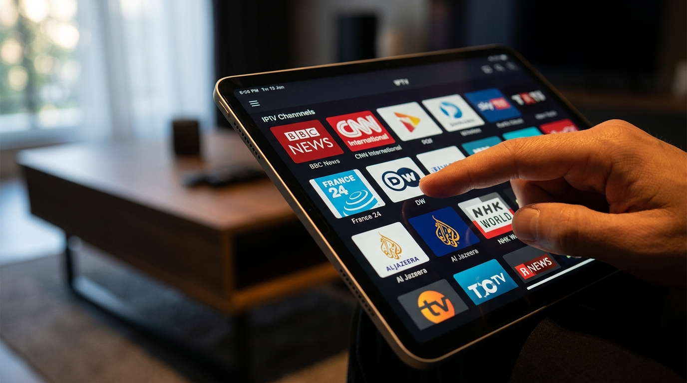 best iptv app for ios - Close-up shot of a user's thumb scrolling through