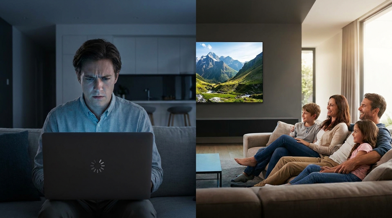 best iptv playlist - A dynamic split-screen image. On one side, a