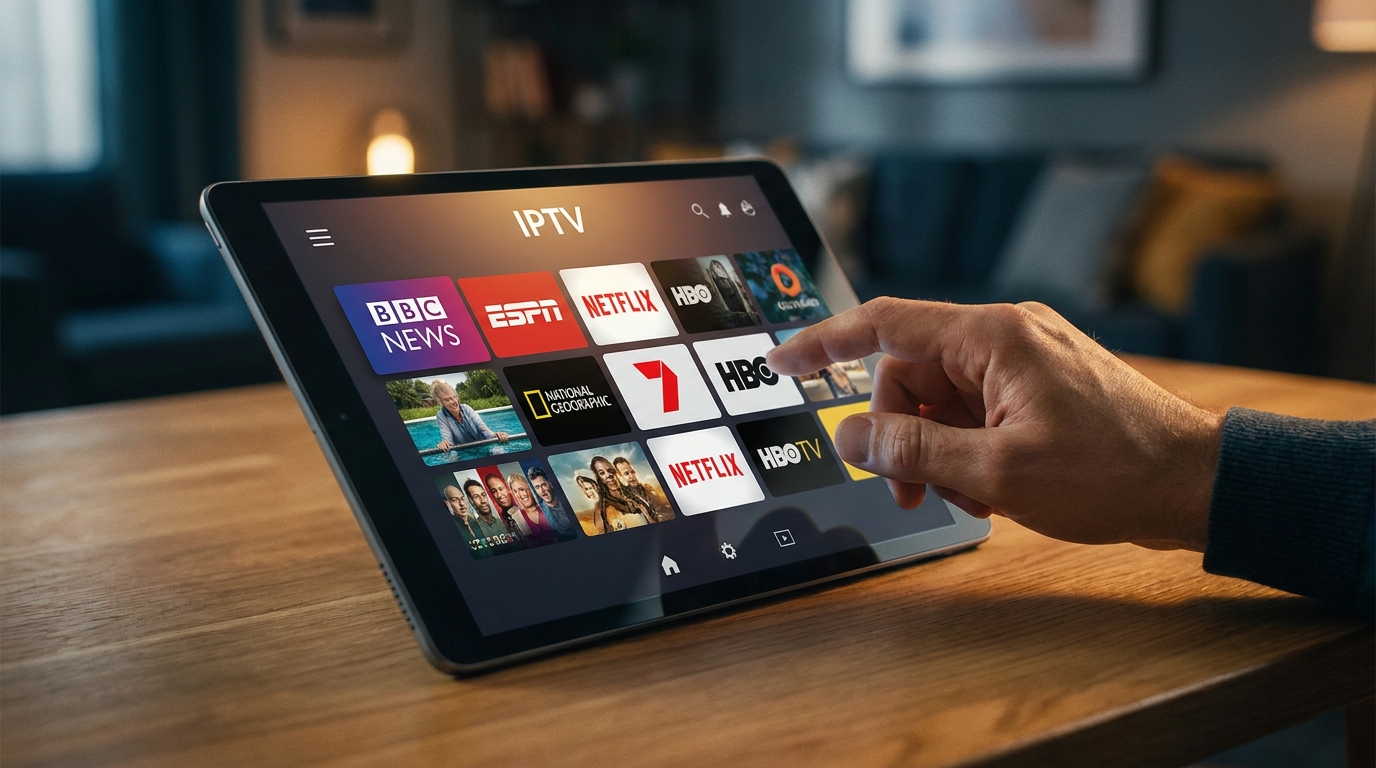 best iptv services - A close-up shot of a user navigating a