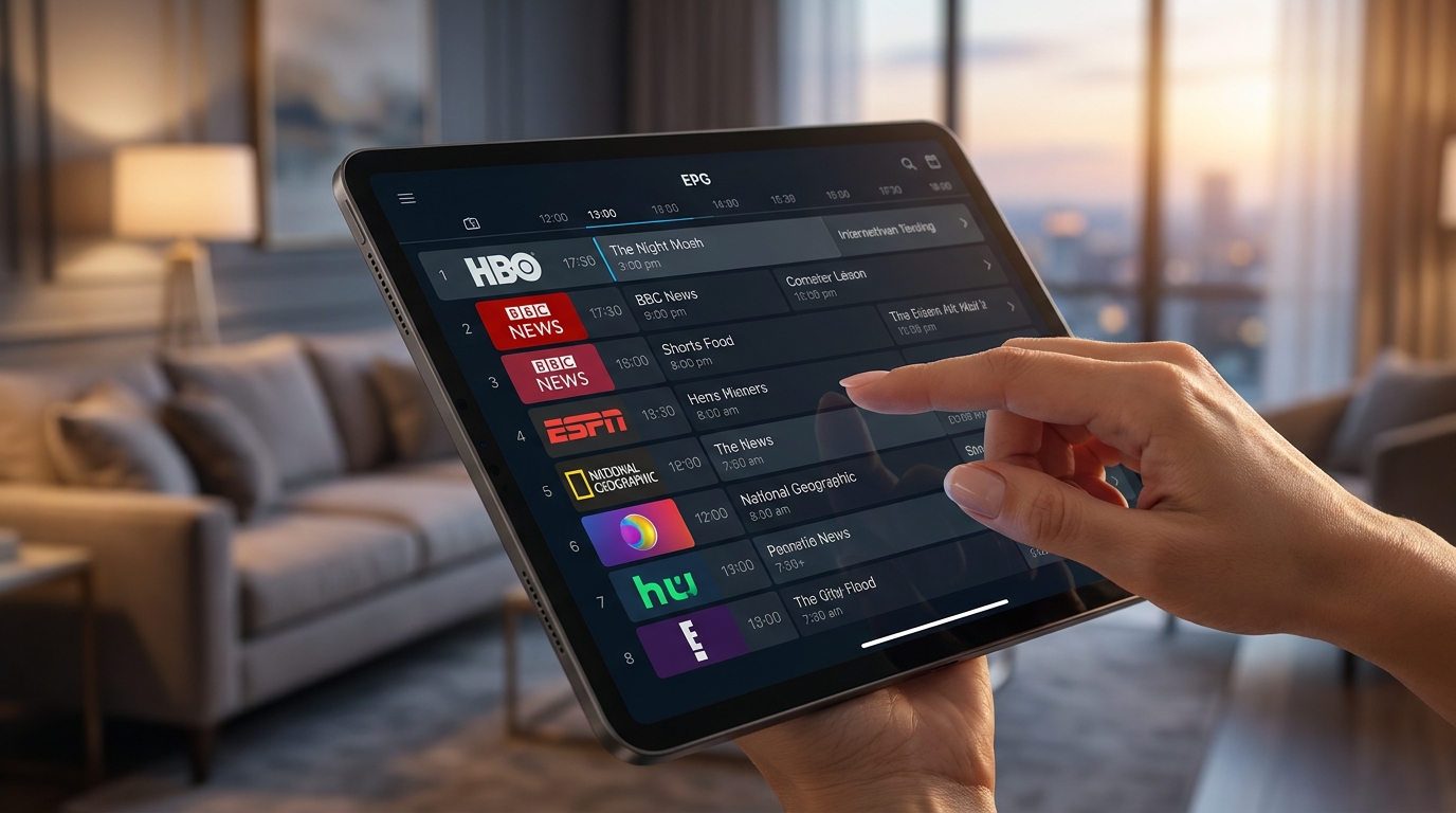 best iptv subscription - A close-up shot of a person scrolling through