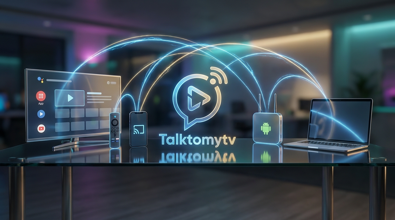 iptv best reddit - A graphic showcasing the Talktomytv logo surrounded by