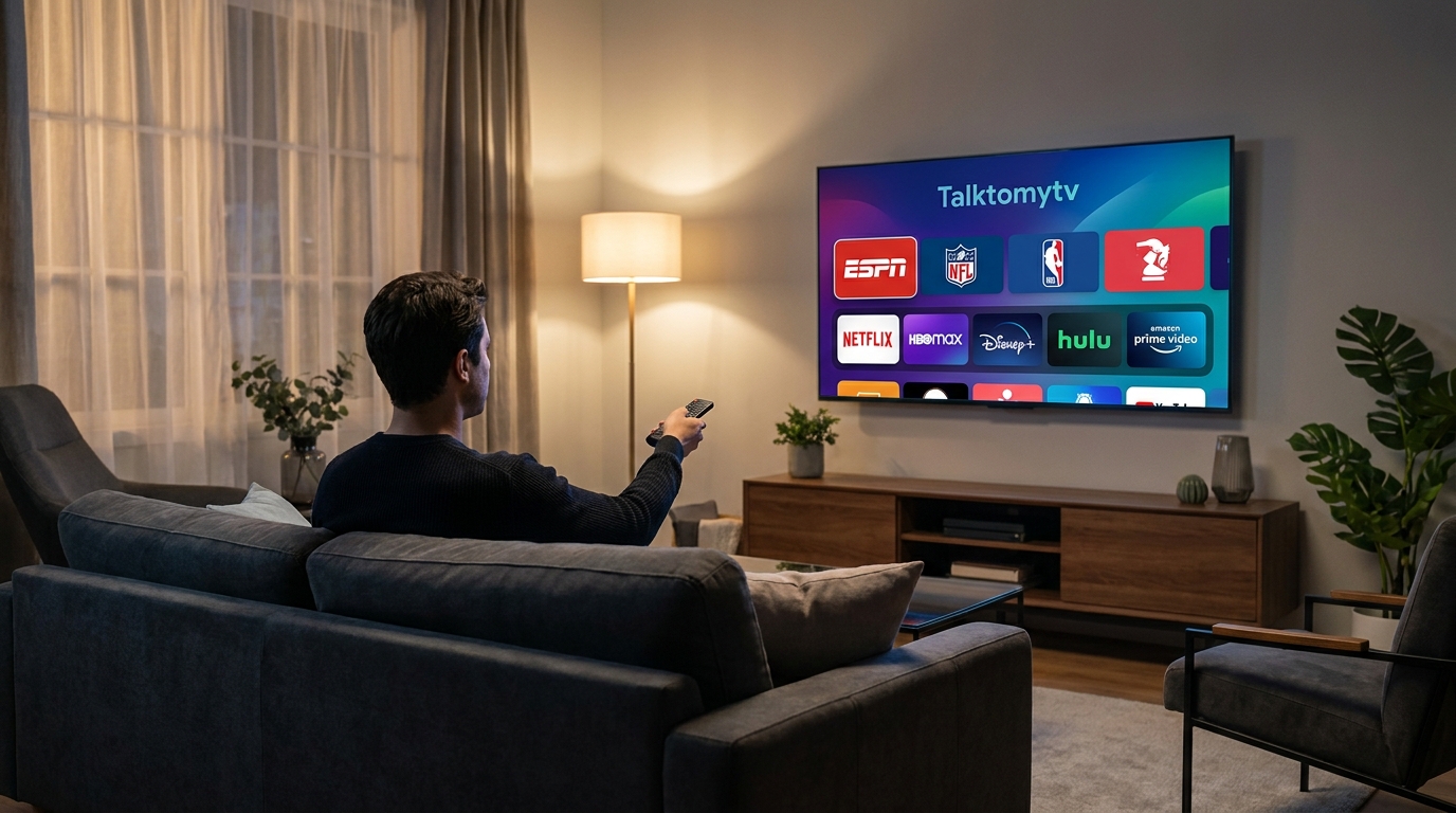 iptv best reddit - A sleek, modern living room with a person