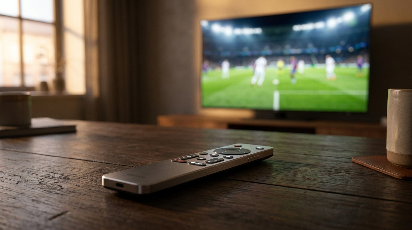which is best streaming device for tv for iptv - A close-up shot of a streaming device remote