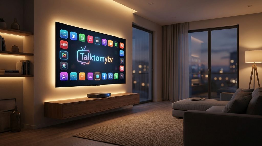 which is best streaming device for tv for iptv - A modern living room with a sleek TV